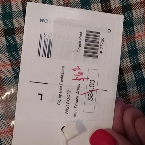 COMPANIA FANTASTICA Checked Mini Tunic Dress with Long Sleeves - Picture 5 of 12